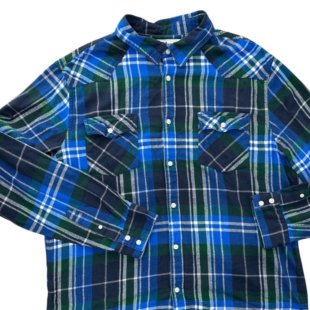 Urban Pipeline Button Down Shirt Long Sleeve Blue Plaid Cotton Flannel Men's XXL